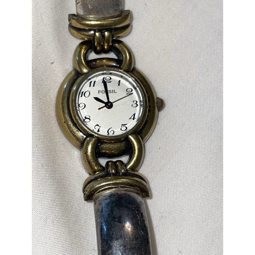 Fossil Watch Ladies Bracelet Two Tone Needs‎ New Battery EC-8774